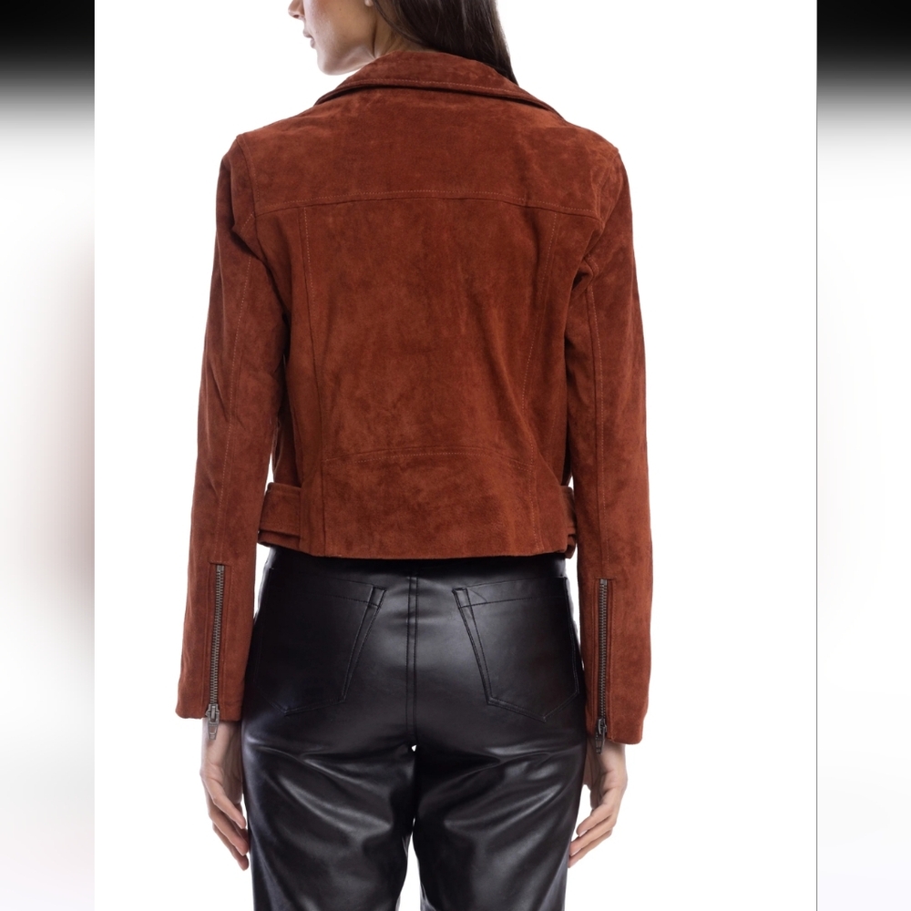 NWT BLANK NYC RUST BURNT ORANGE SUEDE MOTO JACKET L - Picture 4 of 8
